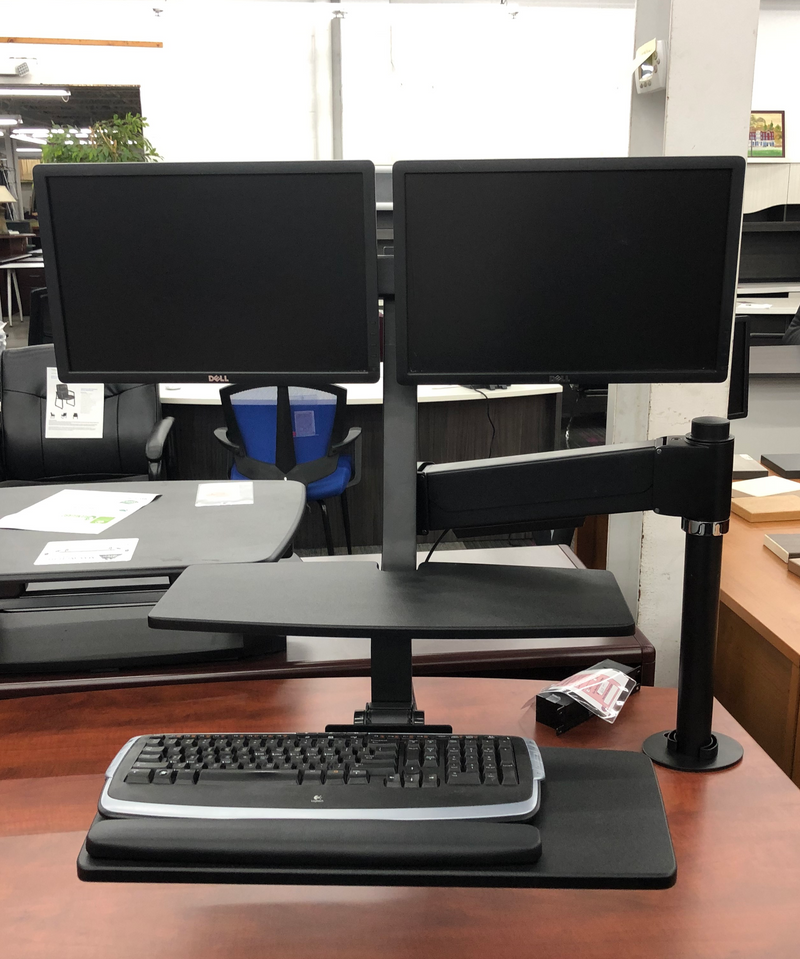Double Monitor Riser Sit/Stand Pole Mount Workstation – Value Office ...