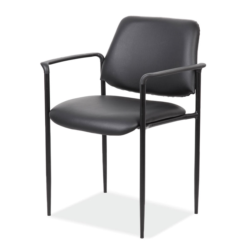 OfficeSource Levy Collection Guest Stack Chair with Arms and Black Frame