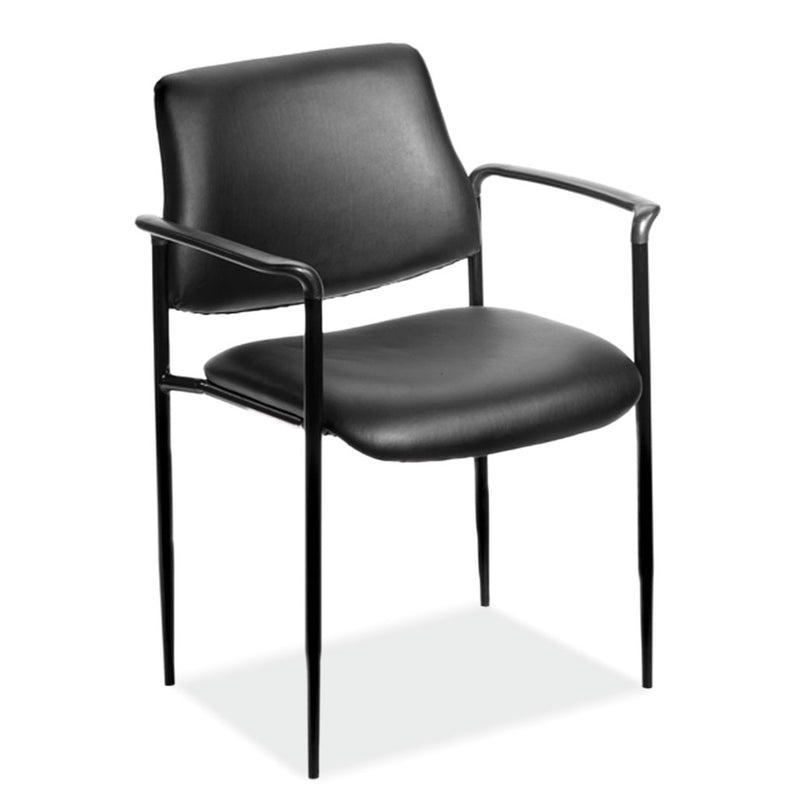 OfficeSource Levy Collection Guest Stack Chair with Arms and Black Frame