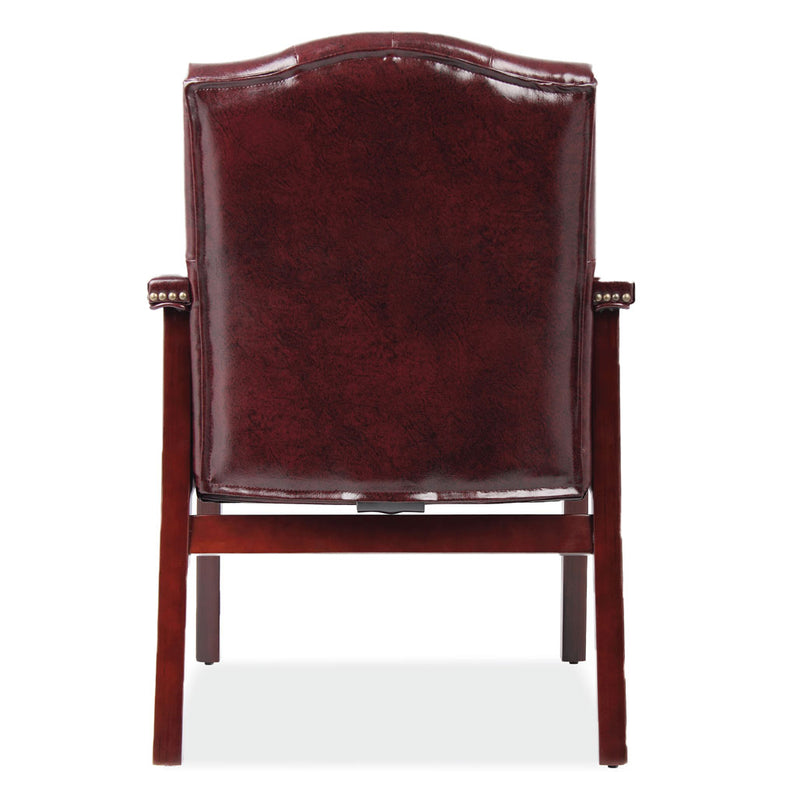 Office Source Guest Chair In Oxblood or Black Vinyl and Mahogany Frame