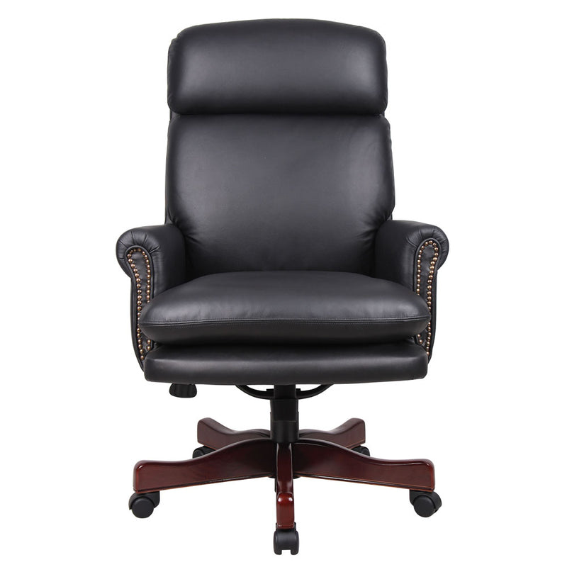 Office Source Lancaster Collection High Back Executive Swivel with Mahogany Frame