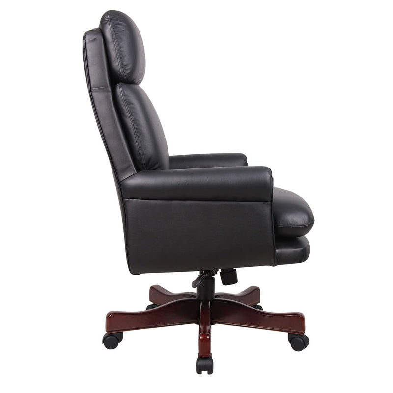 Office Source Lancaster Collection High Back Executive Swivel with Mahogany Frame