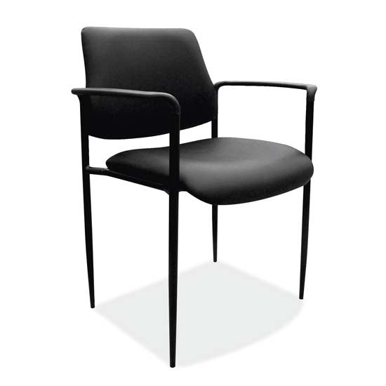 OfficeSource Levy Collection Guest Stack Chair with Arms and Black Frame