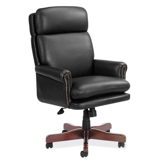 Office Source Lancaster Collection High Back Executive Swivel with Mahogany Frame